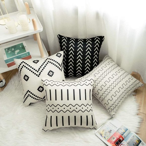 Other - NWOT Black and Cream Bohemian Pillow Covers